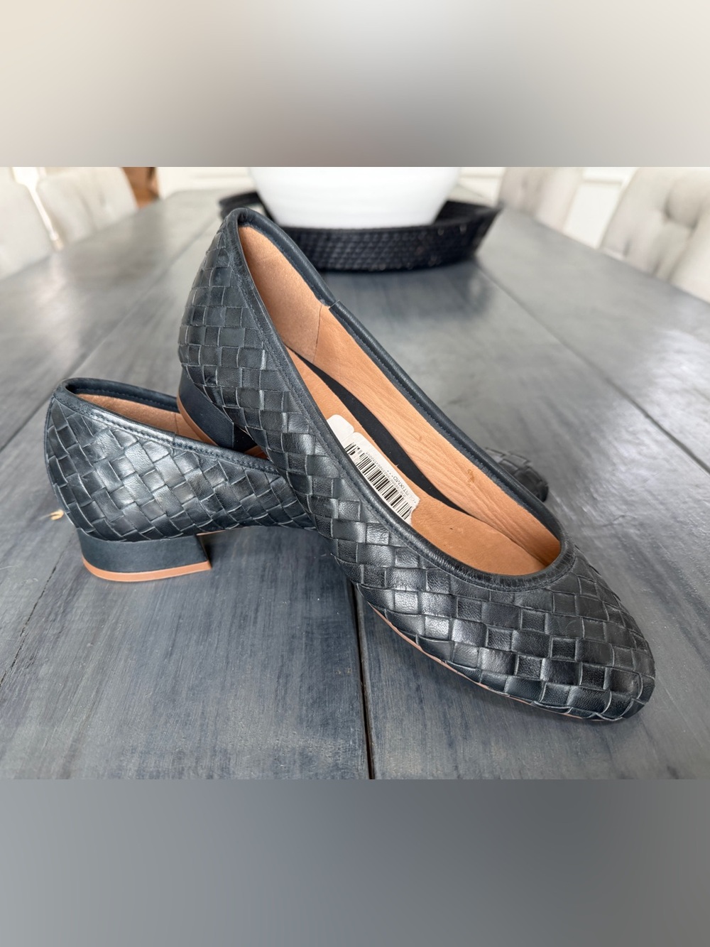 Brioso Mera Leather Woven Block Heel Pumps
